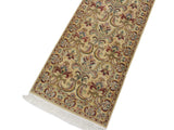 handmade Traditional Farhad Beige Gold Hand Knotted RUNNER 100% WOOL area rug 3x10