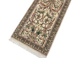 handmade Traditional Bhati Beige Green Hand Knotted RUNNER 100% WOOL area rug 3x12