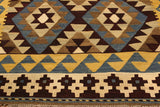 Handmade Geometric Kilim Brown Beige Hand-Woven Rectangle 100% Wool Area Rug 4 X 6