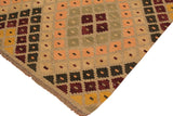 Flat Weave Kilim, Antique, Navaho, Vintage, Handmade, Modern Kilim Tan Beige Hand-Woven Rectangle 100% Wool Area Rug 5 x 7