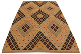 Flat Weave Kilim, Antique, Navaho, Vintage, Handmade, Modern Kilim Tan Beige Hand-Woven Rectangle 100% Wool Area Rug 5 x 7