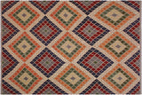 Flat Weave Kilim, Antique, Navaho, Vintage, Handmade, Geometric Kilim Gray Red Hand-Woven Rectangle 100% Wool Area Rug 9 x 10