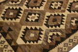 Handmade Geometric Kilim Beige Brown Hand-Woven Rectangle 100% Wool Area Rug 4 X 6