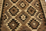 Handmade Geometric Kilim Beige Brown Hand-Woven Rectangle 100% Wool Area Rug 4 X 6