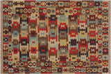 Rustic Turkish Kilim Jeanmari Hand-Woven Wool Rug - 5'0'' x 6'11''