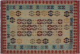 Eclectic Turkish Kilim Margueri Hand-Woven Wool Rug - 4'7'' x 6'8''