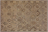 Flat Weave Kilim, Antique, Navaho, Vintage, Handmade, Geometric Kilim Tan Gray Hand-Woven Rectangle 100% Wool Area Rug 6 x 8