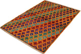 handmade Geometric Balouchi Orange Blue Hand Knotted RECTANGLE 100% WOOL area rug 3' x 5'