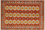 handmade Geometric Balouchi Beige Red Hand Knotted RECTANGLE 100% WOOL area rug 5' x 7'