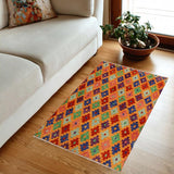 handmade Geometric Balouchi Orange Red Hand Knotted RECTANGLE 100% WOOL area rug 3' x 5'