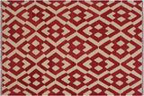 Modern Turkish Kilim Angla Hand-Woven Wool Rug - 4'3'' x 5'8''