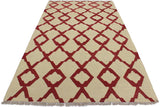 Flat Weave Kilim, Antique, Navaho, Vintage, Handmade, Modern Kilim Beige Red Hand-Woven Rectangle 100% Wool Area Rug 4 x 6