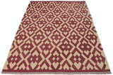 Flat Weave Kilim, Antique, Navaho, Vintage, Handmade, Modern Kilim Burgundy Beige Hand-Woven Rectangle 100% Wool Area Rug 6 x 8