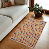 Flat Weave Kilim, Antique, Navaho, Vintage, Handmade, Modern Kilim Beige Blue Hand-Woven Rectangle 100% Wool Area Rug 3 x 5