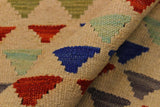 Flat Weave Kilim, Antique, Navaho, Vintage, Handmade, Modern Kilim Beige Blue Hand-Woven Rectangle 100% Wool Area Rug 3 x 5