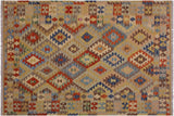 Tribal Turkish Kilim Ariel Hand-Woven Wool Rug - 4'8'' x 6'8''