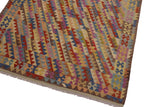 Flat Weave Kilim, Antique, Navaho, Vintage, Handmade, Modern Kilim Brown Blue Hand-Woven Rectangle 100% Wool Area Rug 7 x 10