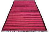 Flat Weave Kilim, Antique, Navaho, Vintage, Handmade, Modern Kilim Pink Brown Hand-Woven Rectangle 100% Wool Area Rug 6 x 9