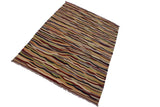 Flat Weave Kilim, Antique, Navaho, Vintage, Handmade, Modern Kilim Beige Red Hand-Woven Rectangle 100% Wool Area Rug 5 x 7