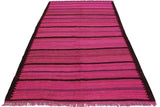 Flat Weave Kilim, Antique, Navaho, Vintage, Handmade, Modern Kilim Pink Purple Hand-Woven Rectangle 100% Wool Area Rug 5 x 7