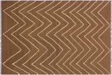 Flat Weave Kilim, Antique, Navaho, Vintage, Handmade, Modern Kilim Brown Ivory Hand-Woven Rectangle 100% Wool Area Rug 4 x 7