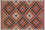 Contemporary Turkish Kilim Buddy Hand-Woven Wool Rug - 4'6'' x 6'6''