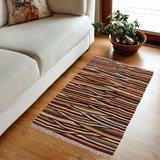 Flat Weave Kilim, Antique, Navaho, Vintage, Handmade, Modern Kilim Tan Blue Hand-Woven Rectangle 100% Wool Area Rug 3 x 4