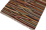 Flat Weave Kilim, Antique, Navaho, Vintage, Handmade, Modern Kilim Tan Blue Hand-Woven Rectangle 100% Wool Area Rug 3 x 4