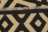 Flat Weave Kilim, Antique, Navaho, Vintage, Handmade, Modern Kilim Black Ivory Hand-Woven Rectangle 100% Wool Area Rug 6 x 8