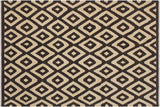 Flat Weave Kilim, Antique, Navaho, Vintage, Handmade, Modern Kilim Black Ivory Hand-Woven Rectangle 100% Wool Area Rug 6 x 8