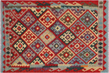 Retro Turkish Kilim Carmela Hand-Woven Wool Rug - 4'2'' x 5'8''