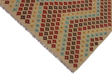 Flat Weave Kilim, Antique, Navaho, Vintage, Handmade, Modern Kilim Tan Red Hand-Woven Rectangle 100% Wool Area Rug 5 x 7