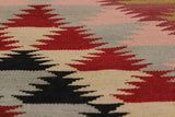 Flat Weave Kilim, Antique, Navaho, Vintage, Handmade, Modern Kilim Gray Pink Hand-Woven Rectangle 100% Wool Area Rug 5 x 6