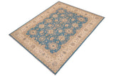 handmade Transitional Kafkaz Lt. Blue Ivory Hand Knotted RECTANGLE 100% WOOL area rug 9 x 12