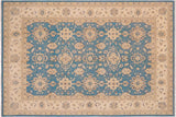 handmade Transitional Kafkaz Lt. Blue Ivory Hand Knotted RECTANGLE 100% WOOL area rug 9 x 12