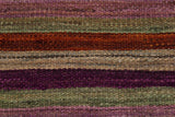 Flat Weave Kilim, Antique, Navaho, Vintage, Handmade, Modern Kilim Rust Purple Hand-Woven Rectangle 100% Wool Area Rug 3 x 4