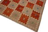 Flat Weave Kilim, Antique, Navaho, Vintage, Handmade, Modern Kilim Brown Beige Hand-Woven Rectangle 100% Wool Area Rug 8 x 10