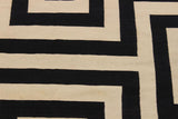 Flat Weave Kilim, Antique, Navaho, Vintage, Handmade, Modern Kilim Ivory Black Hand-Woven Rectangle 100% Wool Area Rug 5 x 8