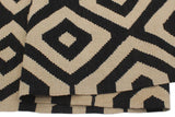 Flat Weave Kilim, Antique, Navaho, Vintage, Handmade, Modern Kilim Beige Black Hand-Woven Rectangle 100% Wool Area Rug 7 x 10