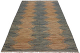 Flat Weave Kilim, Antique, Navaho, Vintage, Handmade, Modern Kilim Grey Blue Hand-Woven Rectangle 100% Wool Area Rug 6 x 8