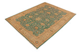 handmade Transitional Kafkaz Green Tan Hand Knotted RECTANGLE 100% WOOL area rug 10 x 14