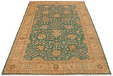 handmade Transitional Kafkaz Green Tan Hand Knotted RECTANGLE 100% WOOL area rug 10 x 14