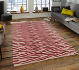 Flat Weave Kilim, Antique, Navaho, Vintage, Handmade, Modern Kilim Ivory Pink Hand-Woven Rectangle 100% Wool Area Rug 6 x 9