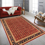 handmade Transitional Kafkaz Red Blue Hand Knotted RECTANGLE 100% WOOL area rug 10 x 14