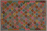 Eclectic Turkish Kilim Sanderso Hand-Woven Wool Rug - 4'11'' x 6'6''