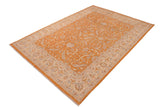 handmade Transitional Kafkaz Orange Ivory Hand Knotted RECTANGLE 100% WOOL area rug 10 x 14