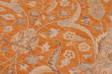 handmade Transitional Kafkaz Orange Ivory Hand Knotted RECTANGLE 100% WOOL area rug 10 x 14