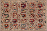 Boho Chic Ziegler Deeanna Grey/Orange Wool Rug - 8'0