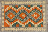 Bohemian Kilim Yolando Rust Purple Hand-Woven Wool Rug-2'2'' x 3'0''