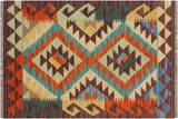 Tirbal Kilim Tenesha Rust Brown Hand-Woven Wool Rug-1'11'' x 3'0''